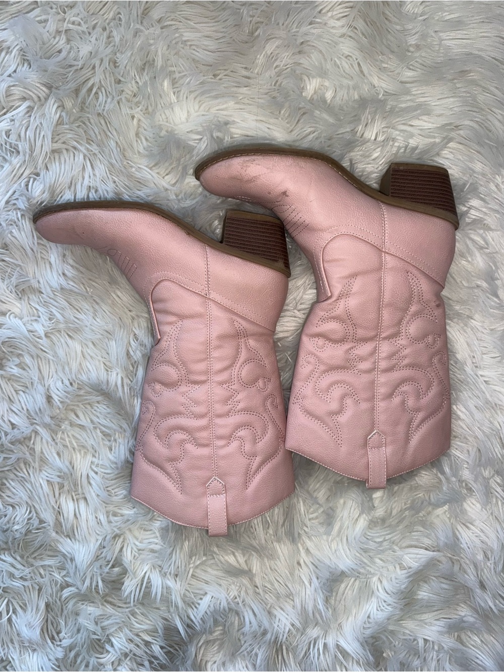 Women's Pink Western Boots. Vegan Leather